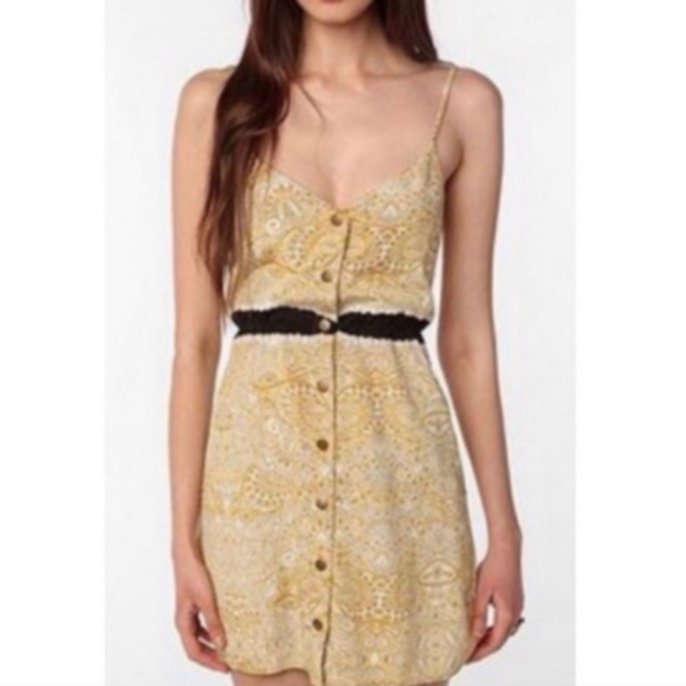 Rare COPE Gold Paisley Snap Front Dress